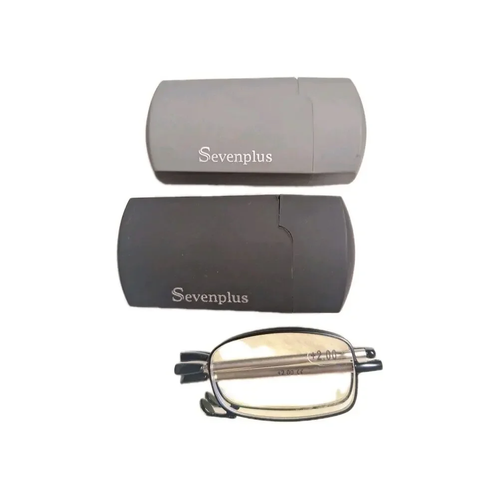 Sevenplus 2 Pack Foldable Reading Glasses Blue Light Blocking +2.00